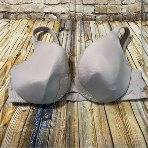 Cacique Beige Lightly Lined Lace Full Coverage Bra
